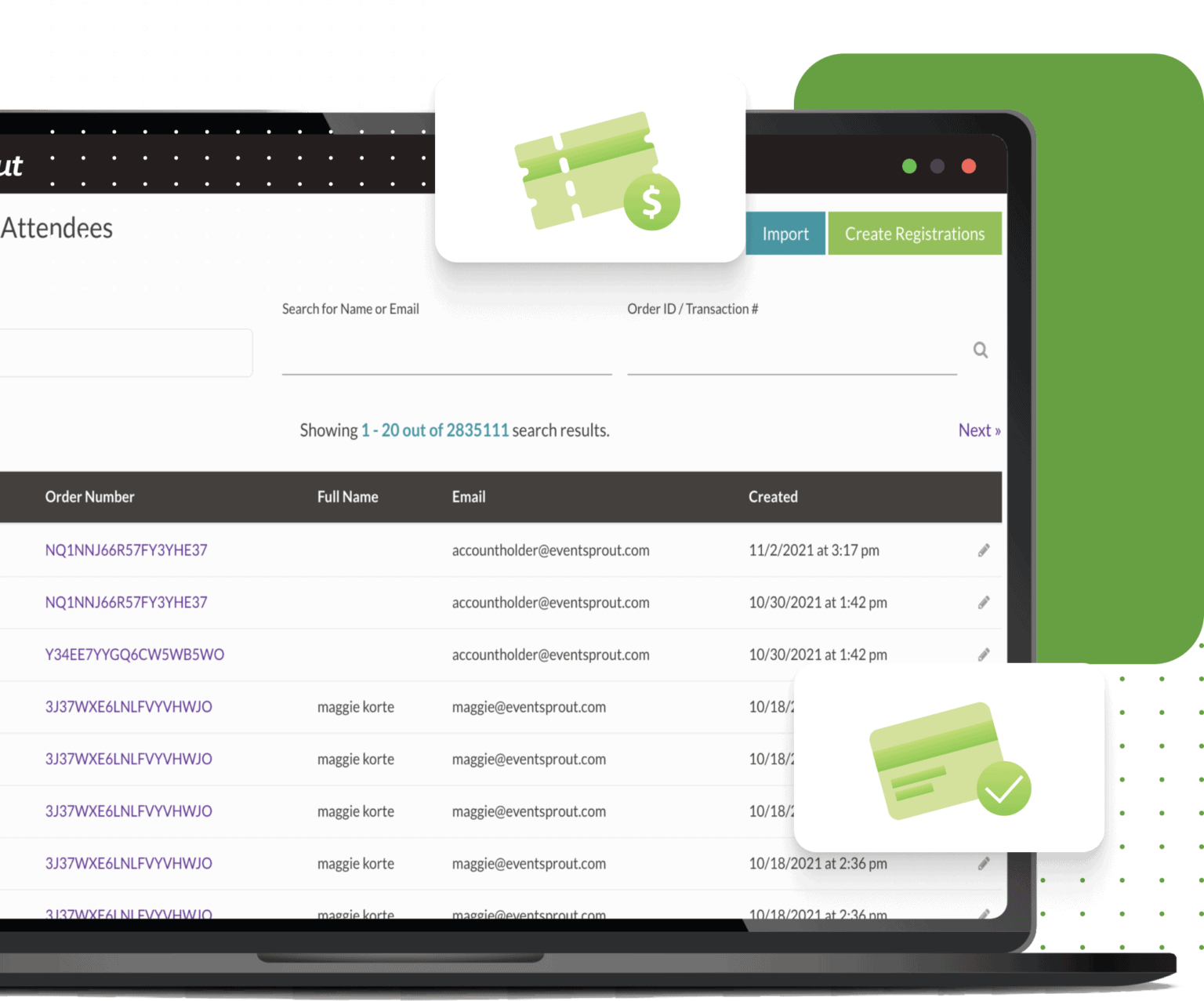 EventSprout dashboard displayed on laptop.